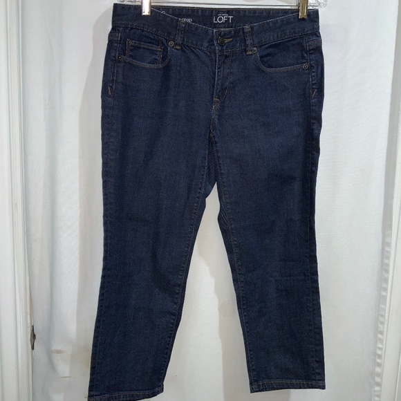 Ann Taylor Loft curvy crop jeans  Sz 8 denim zip & button closure - Picture 1 of 7